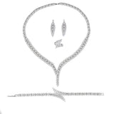 3A Zircon Jewelry Micro Set Full Crystal Necklace And Earrings 4 Piece Set For Weddings And Banquets